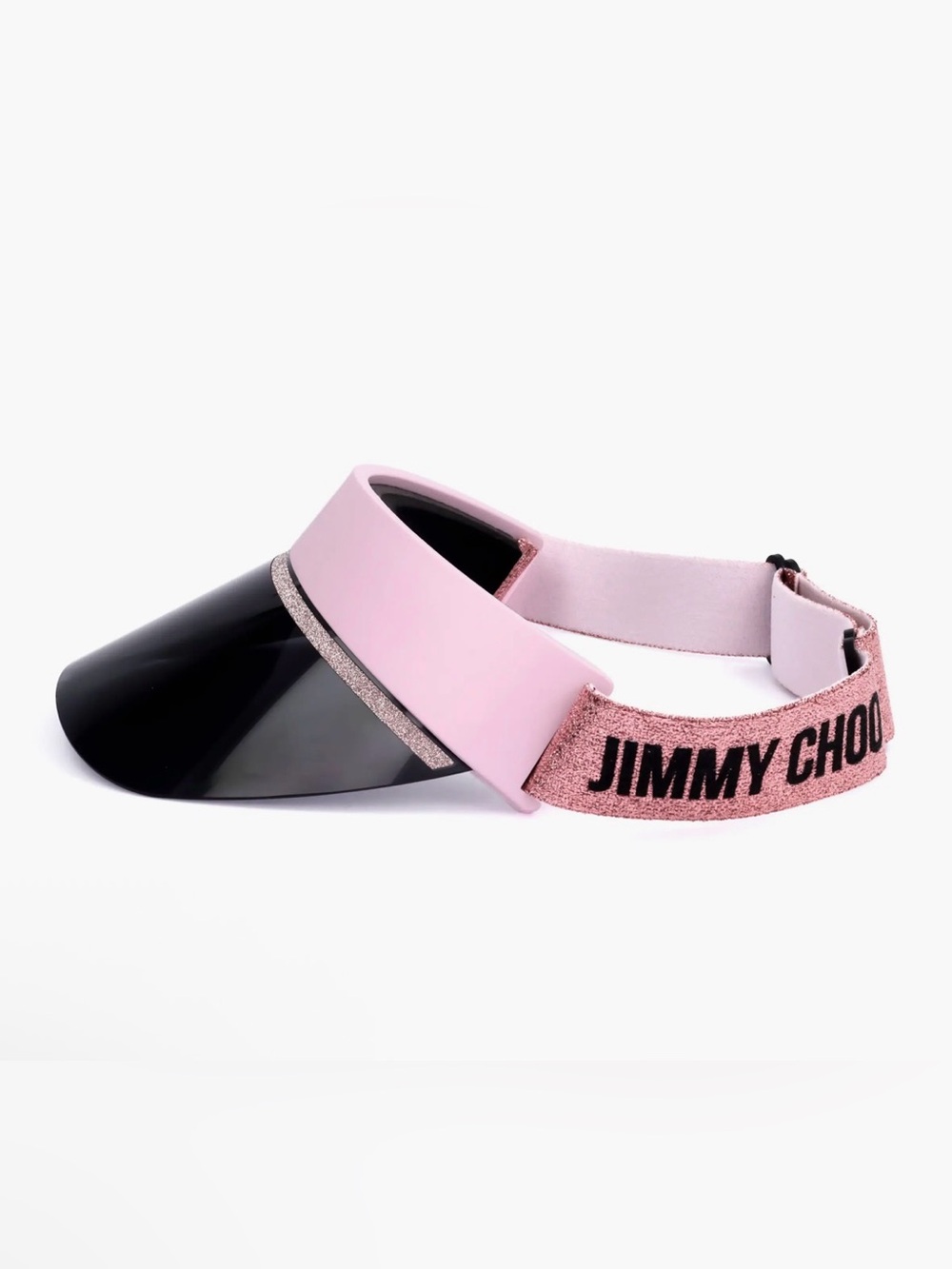 Jimmy Choo Pink Glitter Strap Visor with Black Shield